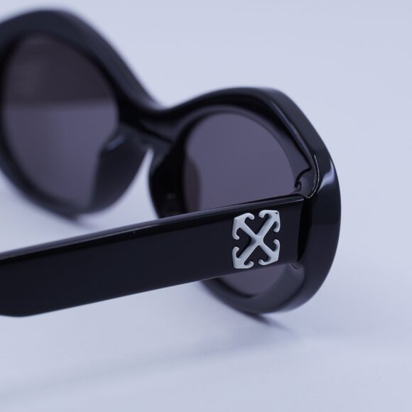 Off-White OERI13G EDISON 1007 Sunglasses Black Oval Frame, Grey Lenses main image 3